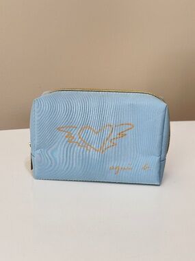 Agnes b Bon Voyage Light Blue Make Up Bag Cosmetic Bag Zip Pouch